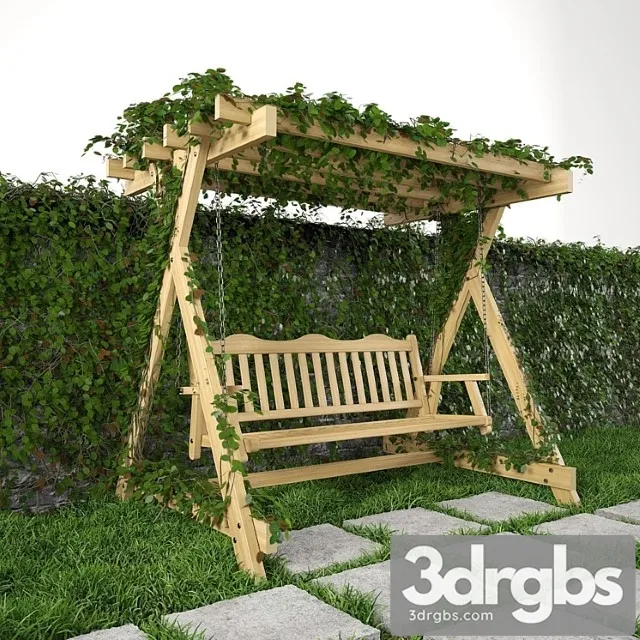 Swing For Garden Grass and Wall 3D Model Free