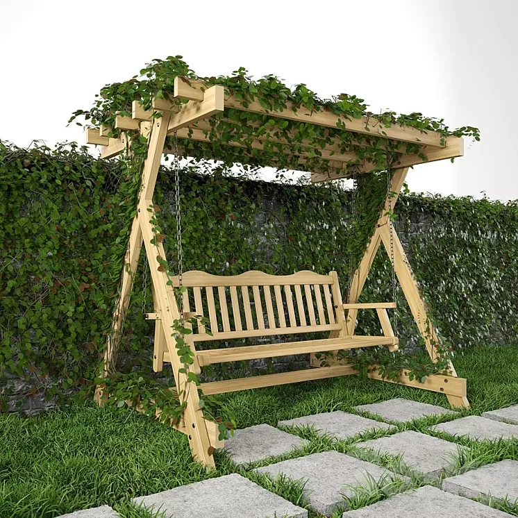 Swing for garden grass and wall 3D Model