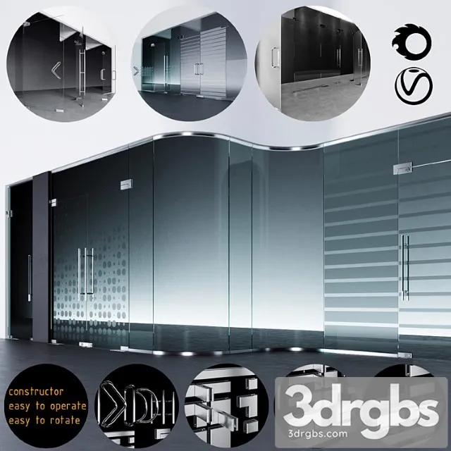 Swinging pendulum glass doors for office and home 3   corona - vray 3D Model Free