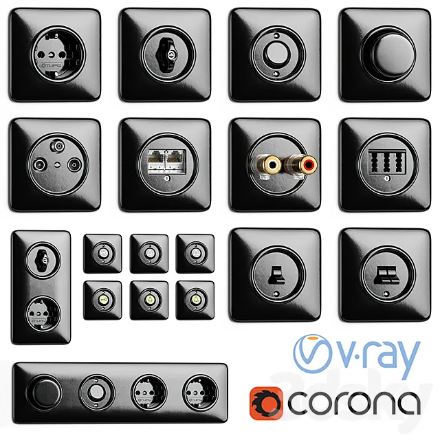Switches and sockets THPG Bakelite 3DModel