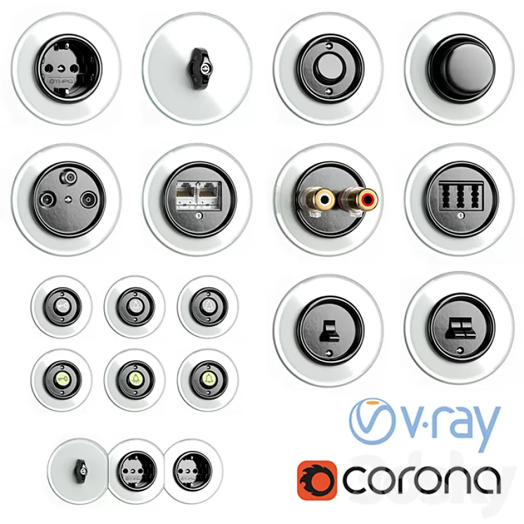 Switches and sockets THPG Bakelite Glass Covering 3D Model