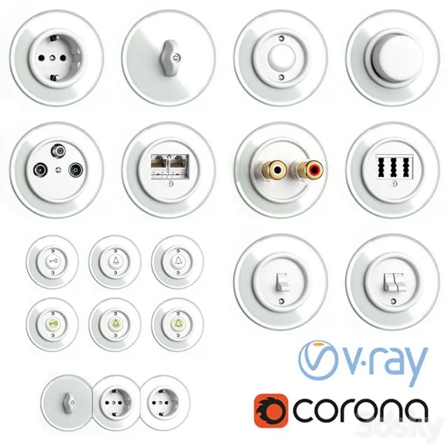 Switches and sockets THPG Duroplast Glass Covering 3D Model