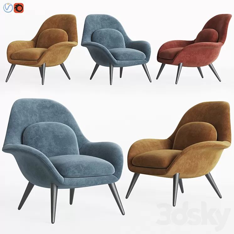 Swoon Lounge - Fredericia Furniture 3D Model