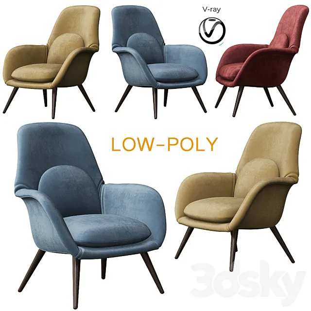 Swoon Lounge - Fredericia Furniture (low poly) 3DModel