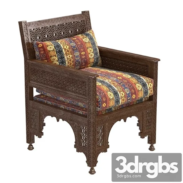 Syrian inlaid wooden chair