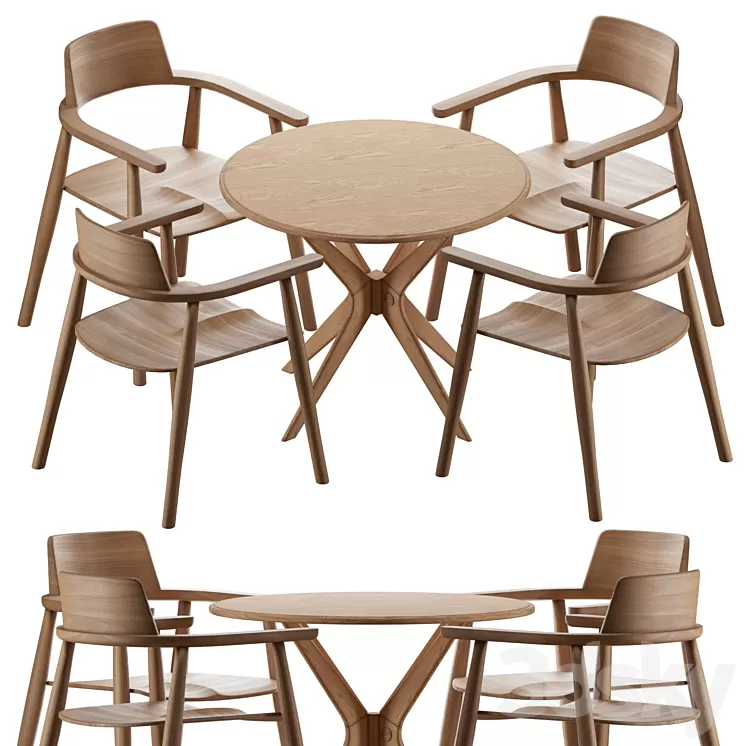 Table Alden with chairs Samurai 3D Model Free