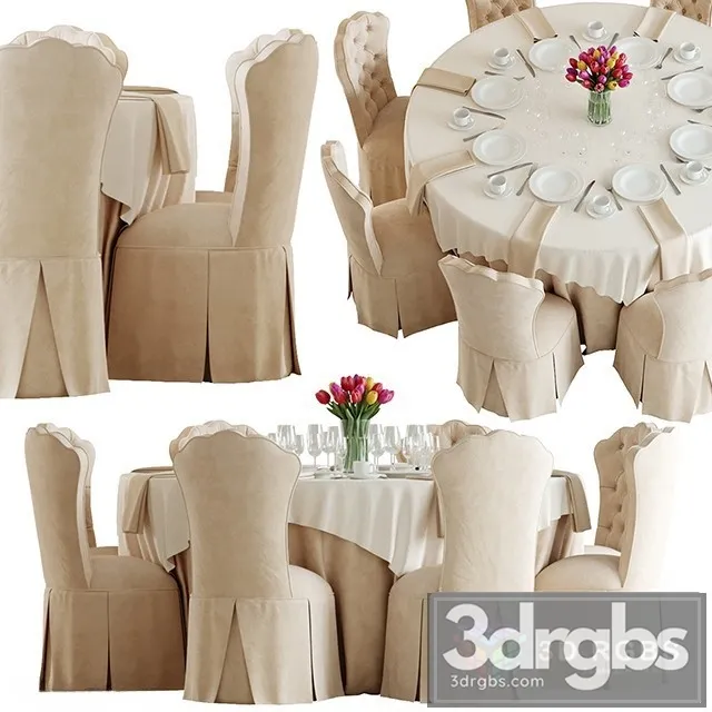 Table Allison Tufted Vanity Chair 3D Model Free