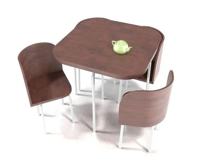Table and 4 chairs classic brown Ikea FUZION 3D Model