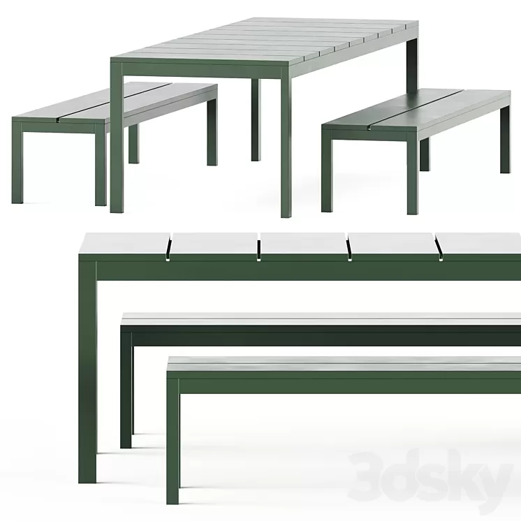 Table and Bench Na Xemena by Gandia Blasco / Outdoor Furniture 3D Model