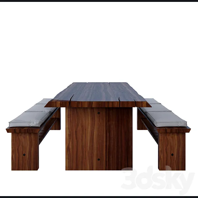 table and benches 3D Model