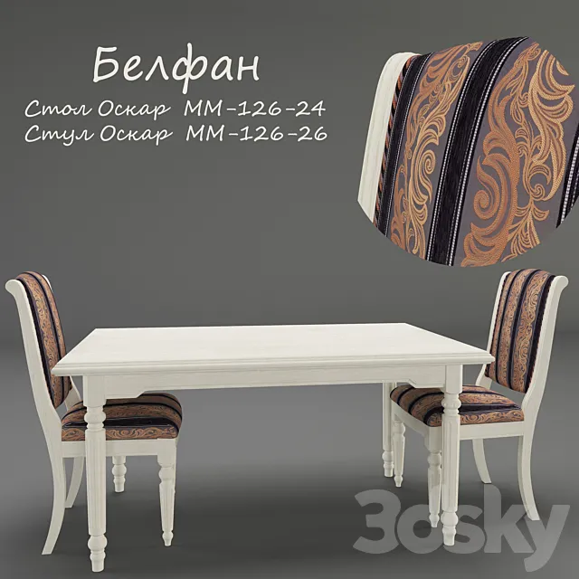 Table and chair Belfan collection Oscar 3DModel