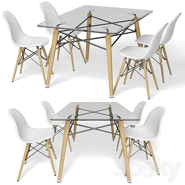 Table and chair Eames DSW 3D Model