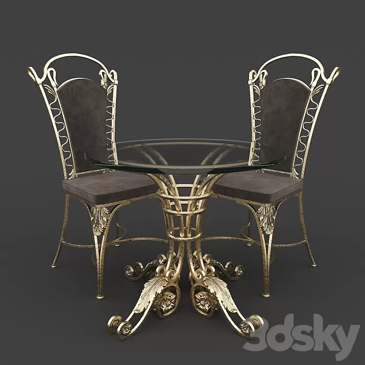 Table and chair forged 3D Model