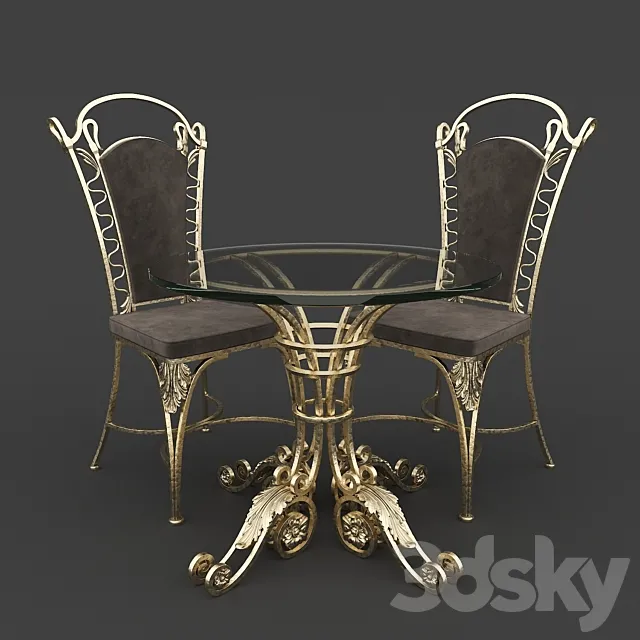 Table and chair forged 3DModel