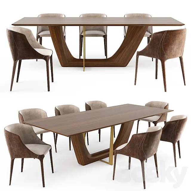 Table and chair GREENWICH GOLDIE 3DModel