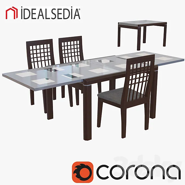 table and chair iDEALSEDiA v2 3D Model