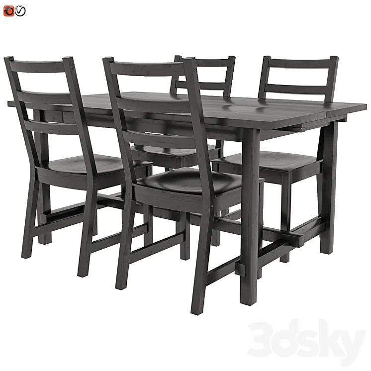 Table and chair IKEA NORDVIKEN 3D Model Free