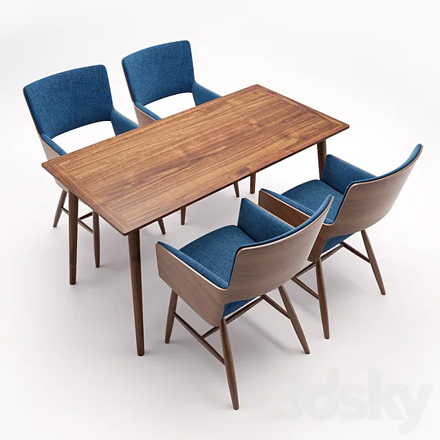 Table and chair Mikiya Kobayashi 3DModel