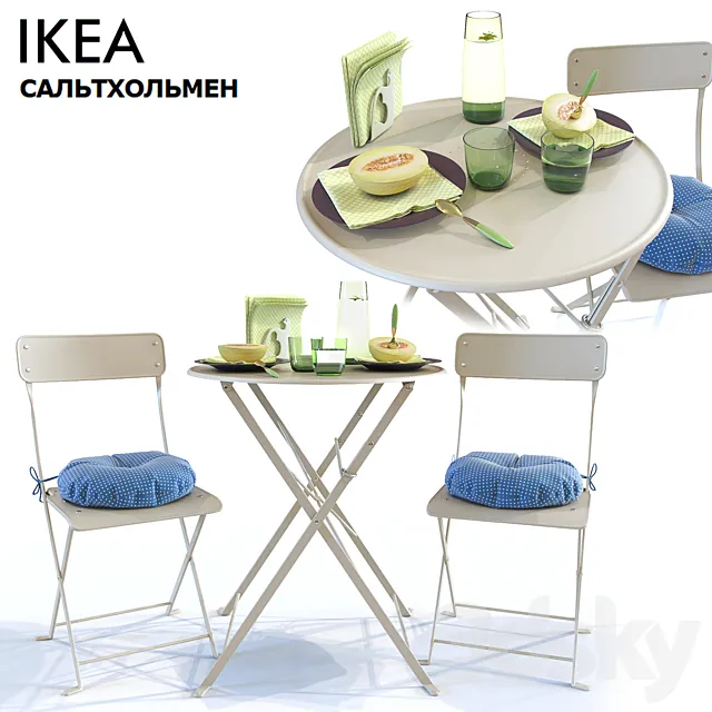 Table and Chair SALTHOLMEN _ Ikea Saltholmen 3D Model