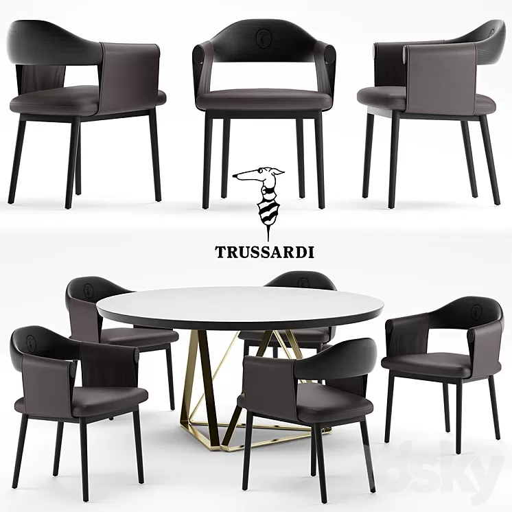 Table and chair Trussardi Casa Larzia Chair 3D Model