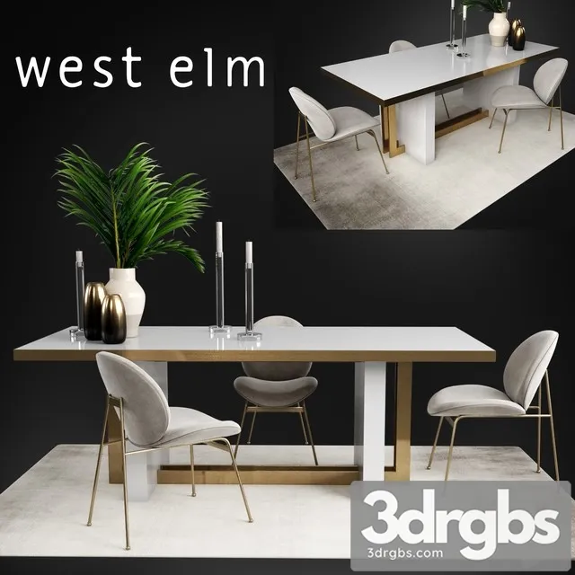Table and Chair West Elm Collections  3D Model Free