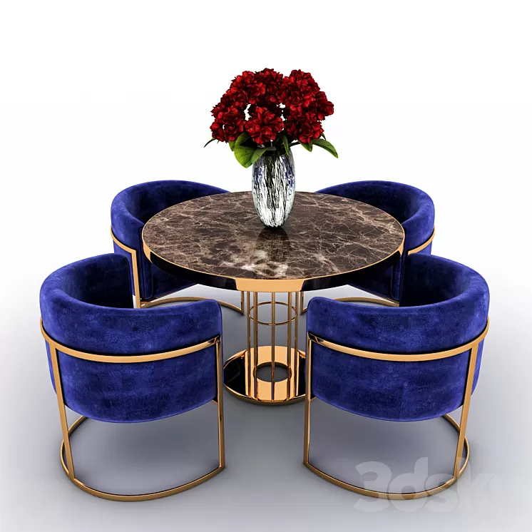 Table and chairs 3D Model