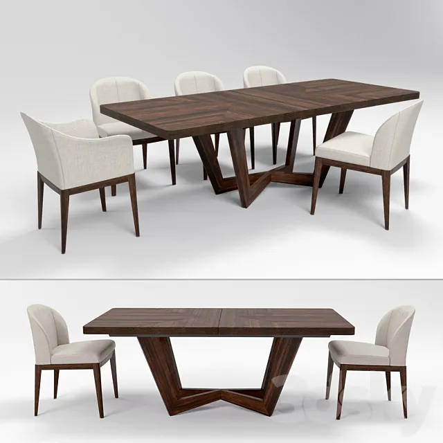 Table and chairs (Accademia Giorgetti) 3D Model