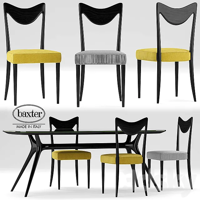 Table and chairs Baxter ODETTE 3DModel