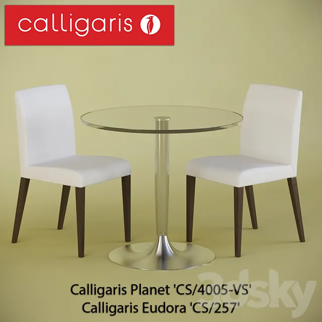 Table and chairs: Calligaris Planet 'CS _ 4005-VS' _ & Calligaris Eudora 'CS _ 257' 3D Model