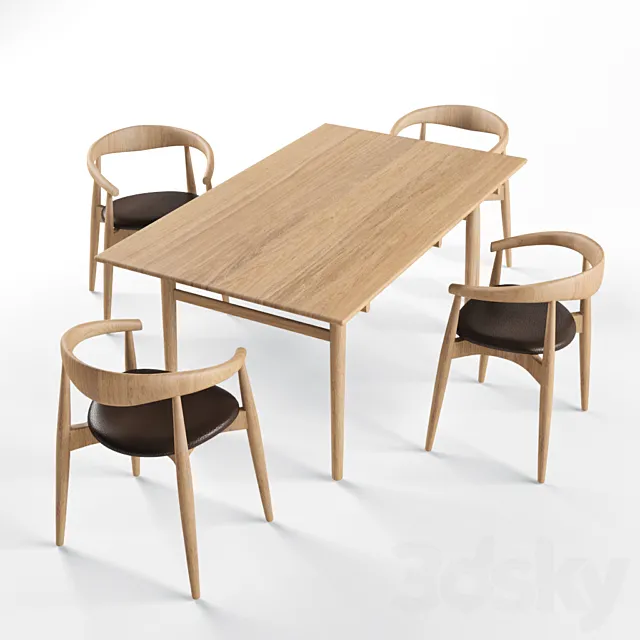 table and chairs Carl Hansen 3D Model