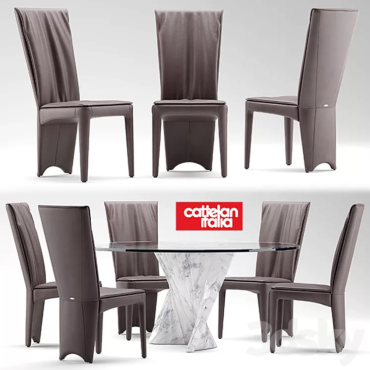 Table and chairs cattelan italia AURELIA 3D Model