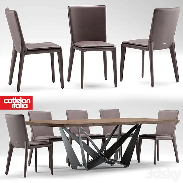 Table and chairs cattelan italia VITTORIA 3D Model