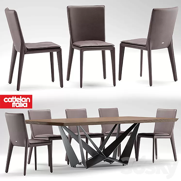 Table and chairs cattelan italia VITTORIA 3D Model