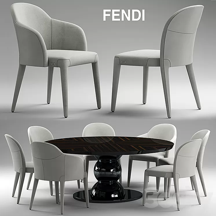 Table and chairs fendi Audrey Chair 3D Model