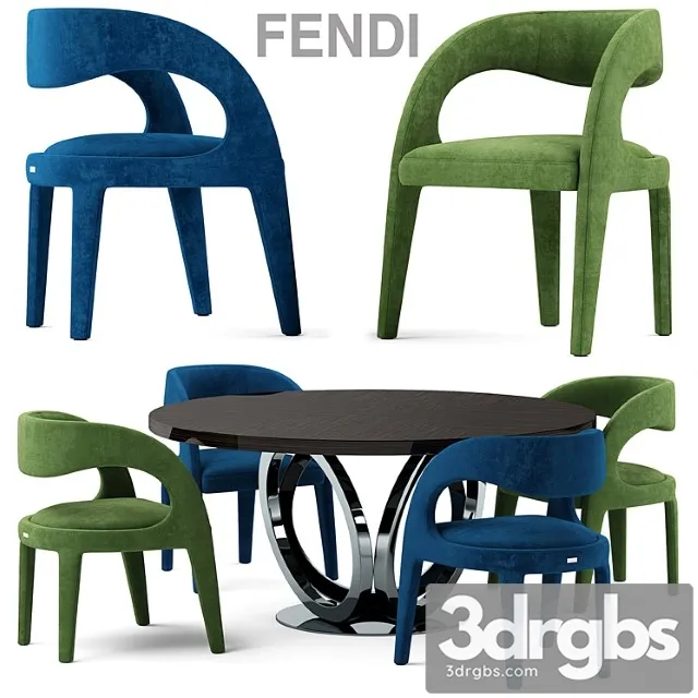 Table and chairs fendi casa berenice chair 2 3D Model Free