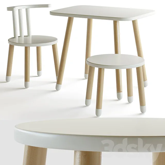 Table and chairs for the nursery 3D Model