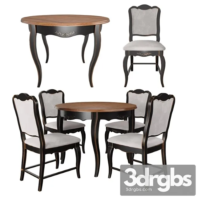 Table and chairs from the collection of mobilier de maison 2 3D Model Free
