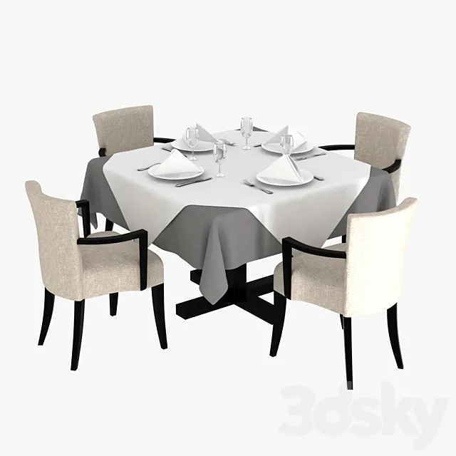 Table and chairs Morgan 3DModel