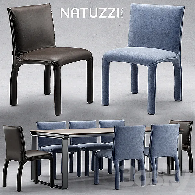 Table and chairs natuzzi Hedi 3DModel