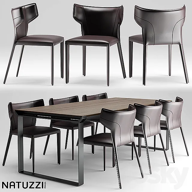 Table and chairs natuzzi Pi Greco. Omega 3DModel