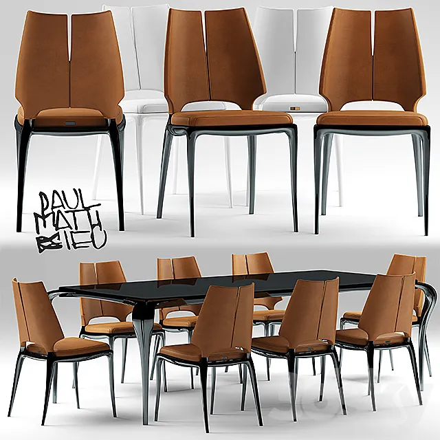 Table and chairs Paul Mathieu for Luxury Living group 3DModel