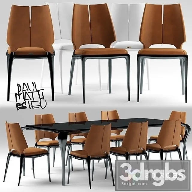 Table and Chairs Paul Mathieu Luxury Living Group 3D Model Free
