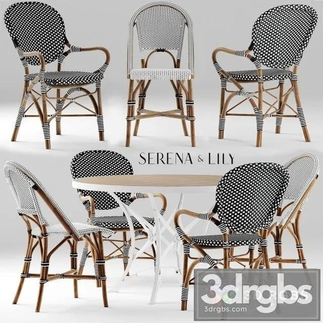 Table and Chairs Serena Lily 3D Model Free