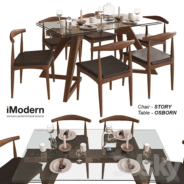 Table and chairs Story and Osborn IModern 3DModel