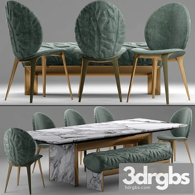 Table and chairs visionnaire kerwan 2 3D Model Free