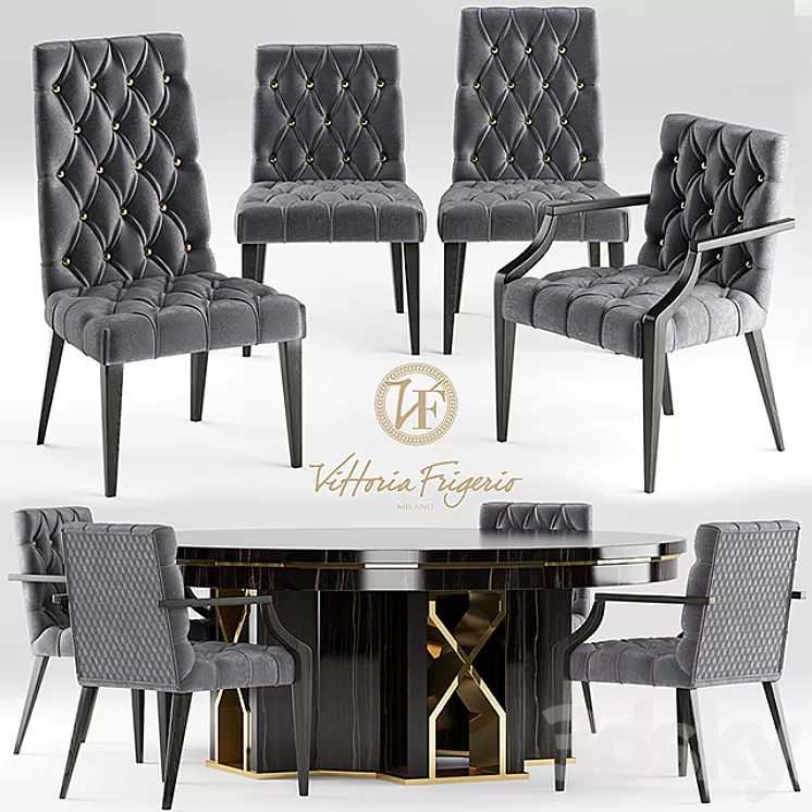 Table and chairs Vittoria Frigerio 3D Model