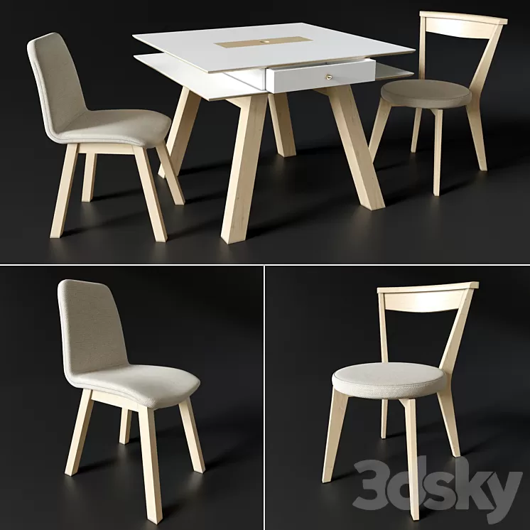 Table and chairs VOX 3D Model