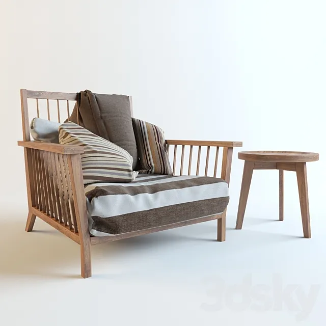 Table and garden chair INOUT 3D Model