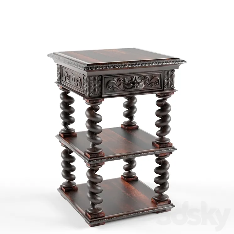 Table Antique Side 3D Model Free