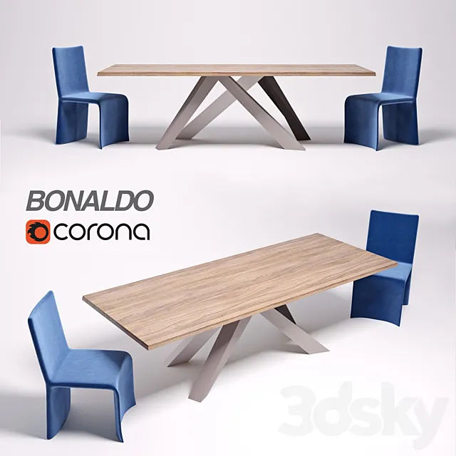 Table Bonaldo Big Table chair Bonaldo Ketch Dining Chair 3D Model